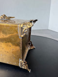 Antique Brass Embossed Coal Box with Double Lion Heads
