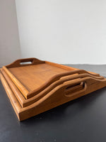 3-Piece Teak Wood Nesting Trays Set