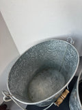Pair of Leaf Embossed Oval Galvanized Tin Buckets