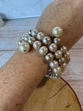 Faux Champagne Pearl Wire Wrap Bracelet