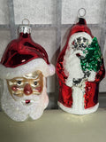 Santa Glass Ornament Lot, 4 pc