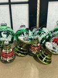12 pc Green/Silver Glass Ornaments, Lot N