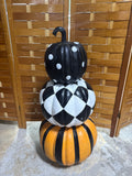 Painted Stacked Halloween Outdoor Pumpkins (A)