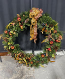XL Faux Fir & Fruit Pre-Lit Wreath AS IS (READ DESCRIPTION CAREFULLY)
