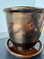 Bronze Metallic Pottery Planter with Saucer