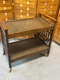 Mid Century Modern Style Rolling Cart with Lattice Sides