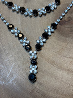 Formal Necklace, Bracelet & Earring Set (Black & Faux Diamonds)