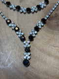 Formal Necklace, Bracelet & Earring Set (Black & Faux Diamonds)