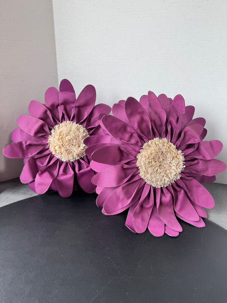 Pair of Magenta Flower Accent Pillows