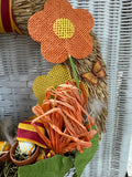 Floral Chicken Straw Wreath