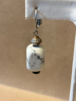 Earrings with White Marble-Like Bead