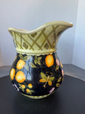 Tracy Porter Style Large Ceramic Pitcher Vase with Lemon Motif