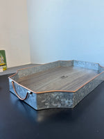 Mapleview Farmhouse Galvanized Tin & Wood Tray