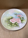 Pink Roses Handpainted Plate — E. Skelly