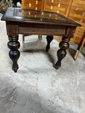 End Table with Glass; Rattan Accents