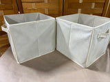 Pair of Cream Color Collapsable Fabric Storage Cube/Bins