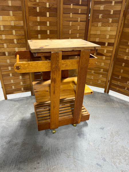 Wooden Kitchen Cart on Casters