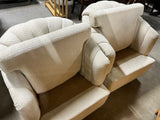 Pair of Barrel Chairs, Swivel and Rock, Cream/Off White Color Tone
