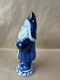 Ceramic Blue And White Santa With Bunny Designs