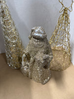 Lot Of 3 Gold Glittery Christmas Items