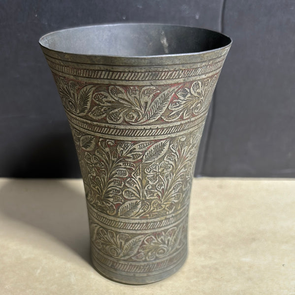 Vintage Engraved Metal Cup