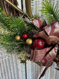 Faux Fir Holiday Grapevine Wreath with Vintage Horn