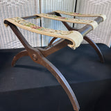 Wooden Vintage Floral Needlepoint Folding Luggage Rack