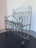 Victorian Style Gray Metal Scroll Magazine Rack