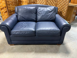 Ethan Allen Blue Leather Loveseat***HEAVY ITEM***READ DETAILS ON PICK UP POLICY***