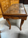 Asian Style Carved Coffee Table with Protective Glass
