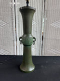 James Mont Style Patinaed Metal Urn Vintage Table Lamp (WORKS)