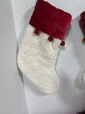 Pottery Barn Sherpa And Velvet Stocking Holder With Bells - Set Of 5