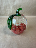 Art Glass Bubble Apple Paperweight - Joe St Clair