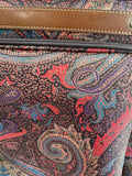 Chaps Paisley Rolling Suitcase with Brown Leather Trim