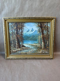 Framed Original Mountain Landscape Painting