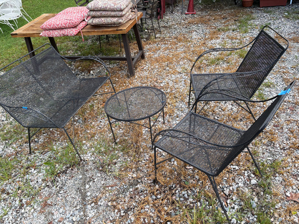 Black Cast Iron Outdoor Furniture Set, Four Pieces
