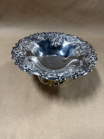 Floral Silver Plate Pedestal Bowl