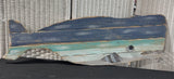 Distressed Wooden Slat Humpback Whale Hanging Decor with Tin Accents