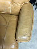 Hjellegjerde Mobler Leather Chair on Casters with Ottoman