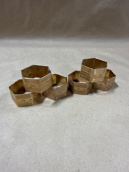 Set Of 6 Copper Hexagon Napkin Rings