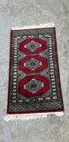 D-Hand Knotted Rug, Red/black tones, 36"x18"