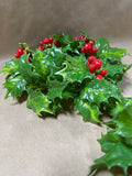 Pair Of Mini Plastic Holly Christmas Wreaths
