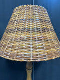 Lightweight Faux Bamboo Floor Lamp with Rattan Shade (WORKS)