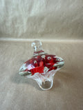Red And White Clear Glass Floral Paper Weight