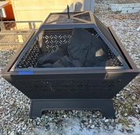 Pleasant Hearth Calipso Square Wood Burning Fire Pit with Screen Topper & Cover