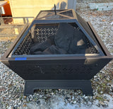 Pleasant Hearth Calipso Square Wood Burning Fire Pit with Screen Topper & Cover