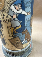 (A) Mettlach Etched 2382 Thirsty Knight German Beer Stein — Signed Heinrich Schlitt