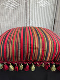 XL Mixed Fabric Rooster Throw Pillow with Tassel Trim