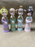 Set Of 4 Hand Painted Choir Figurine Candle Holders