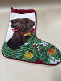 Chocolate Lab Needlepoint Christmas Stocking